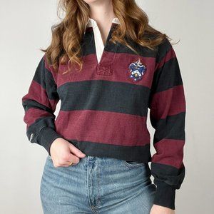 Vintage Rugby Preppy Oversized Color-Block Collared Long Sleeve Barbarian Shirt